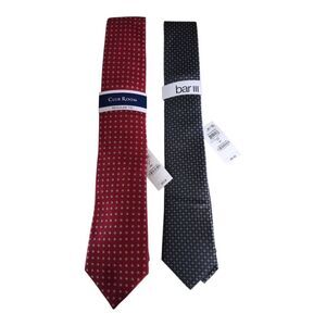 🎁Bar III Black Dotted Tie  & Club Room Red White & Blue Tie Classic Accessories